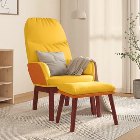 vidaXL Cadeira de descanso com banco tecido amarelo mostarda