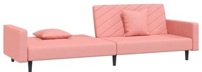 Sofá-cama 2 lugares com duas almofadas veludo rosa