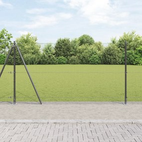 vidaXL Cerca de Arame Soldado com 7 Postes com Flange Cinza 1,2x10 m Aço
