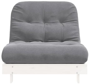Sofá-cama futon com colchão 90x206x11 cm pinho maciço branco