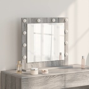 vidaXL Espelho de vanidade com luzes LED Cinza Sonoma 60x55x18 cm
