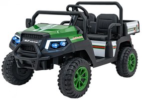 Jipe elétrico para Crianças 2 Lugares 24V Champion Rodas Espuma EVA, Assento couro ecológico Verde