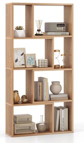 Estante geométrica de 4 níveis e 48 polegadas com 8 cubos para sala de estar e quarto - branca