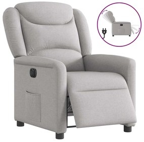 vidaXL Poltrona reclinável elétrica tecido cinzento-nublado