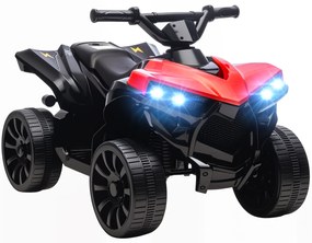 Mota 4 elétrica para Crianças 6 V Quadriciclo para Crianças com Velocidade até 3 km/h Faróis e Música 70x42x45 cm Vermelho