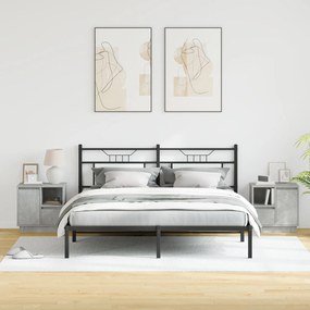 Mesas de cabeceira com LED 2 pcs betão cinza 50x34.5x50 cm