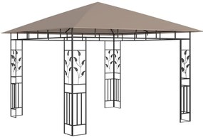 Gazebo c/ mosquiteiro e cordões luzes LED 3x3x2,73m cinza-acas.