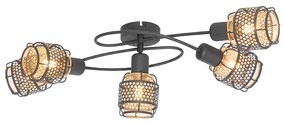 Candeeiro de teto design preto com dourado 5 luzes - Noud