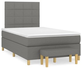 Cama boxspring com colchão 120x190 cm tecido cinzento-escuro