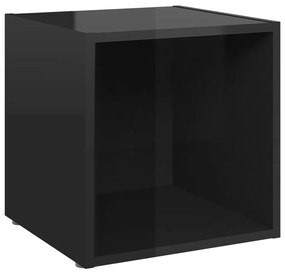 Móveis de TV 4 pcs derivados de madeira preto brilhante