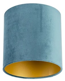 Abajur de veludo azul 20/20/20 com interior dourado