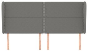 Cabeceira cama c/ abas tecido 183x23x118/128 cm cinzento-escuro