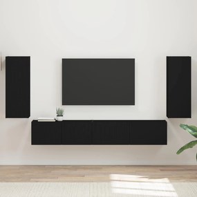 vidaXL Conjunto de móvel de TV 4 pcs Preto Madeira processada