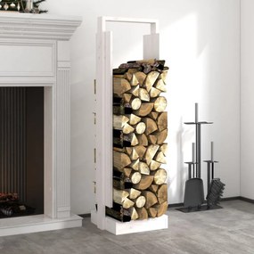 vidaXL Suporte de lenha 33,5x30x110 cm pinho maciço branco