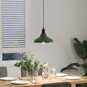 Candeeiro suspenso regulável altura E27 verde brilhante Ø31cm