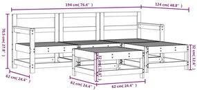 5 pcs conjunto lounge de jardim madeira de pinho impregnada