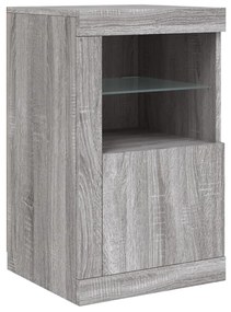 Aparador com luzes LED 123x37x67 cm cinzento sonoma