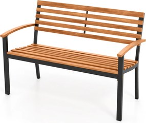 Banco Jardim 118 x 59 x 86 cm de dois lugares em madeira de acácia com Estrutura metálica preta e natural