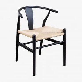 Cadeira De Jantar Em Madeira De Olmo Uish Edition Preto Claro - Sklum