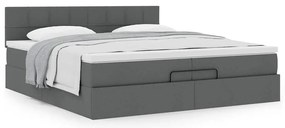 Estrutura de cama otomana com colchão 200x200cm cinzento-escuro