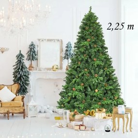 Árvore de Natal iluminada de 2,25 m com suporte Árvore de Abeto Artificial Decoração de Natal em Casa Festa Verde