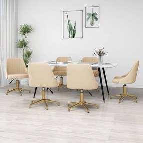 vidaXL Cadeiras de jantar giratórias 6 pcs veludo cor creme