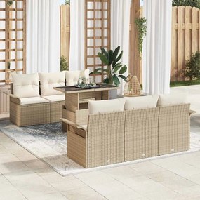 vidaXL Conjunto de Sofá de Jardim com Almofadas Bege em Rattan Sintético