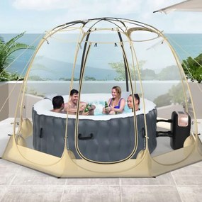 Tenda de bolha emergente em PVC 265 x 265 x 190 cm com rede mosquiteira Montagem instantânea À prova de intempéries e frio para 5-6 pessoas Portátil e