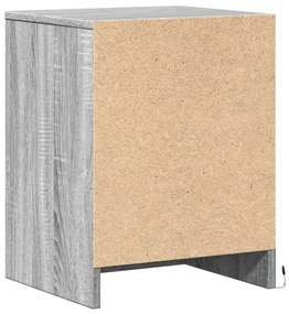 Mesa cabeceira c/ luzes LED derivados madeira cinzento sonoma