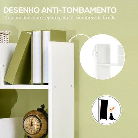 HOMCOM Estante para Livros de 6 Níveis Estante com 11 Compartimentos Abertos para Sala de Estar Escritório Estúdio Anti-Tombo Carga Máxima 100kg 61x21,6x162,6cm Branco