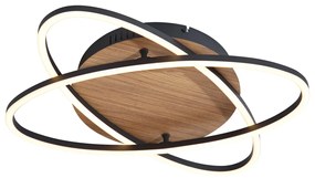 Plafon Preto com Madeira de Nogueira Incl. LED Regulável em 3 Níveis 2-Luzes - Kane Moderno