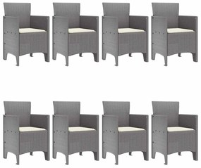 Conjunto de Jantar para Jardim 9 pcs Cinzento-claro