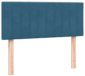 Cama com molas/colchão 120x210 cm veludo azul-escuro