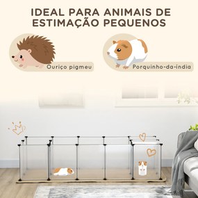 Cerca para Animais de Estimação DIY com 20 Painéis Parque para Pequenos Animais Modular 175x70x45 cm Translúcido
