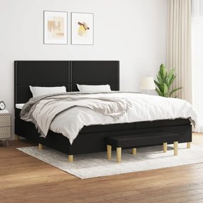 vidaXL Cama com molas/colchão 200x200 cm tecido preto