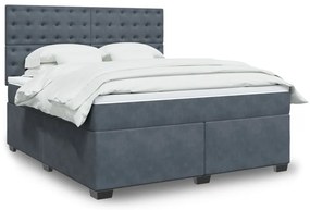 vidaXL Cama com molas/colchão 180x200 cm veludo cinzento-escuro