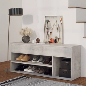 vidaXL Banco sapateira 105x30x45 cm derivados madeira cinzento-cimento
