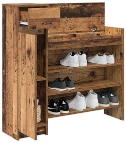 Armário de Sapatos Madeira Velha 100,5x28x100 cm Madeira Industrial