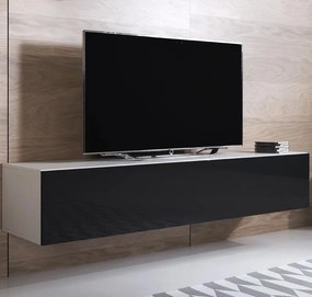 Móvel de TV de Parede Suspenso Lukes – Branco e Preto – 160x40x30 cm –