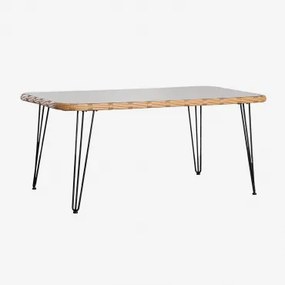 Mesa De Jantar Retangular 180x90 Cm Em Rattan Sintético Leribert Natural - Sklum