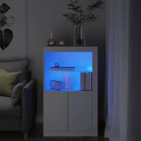 Armário de apoio com luzes LED derivados de madeira branco