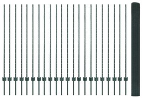 Cerca de Arame Soldado com 22 Postes U Verde 1.4x50 m Aço