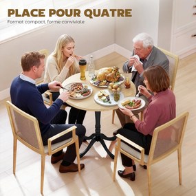 Mesa de jantar redonda para 4 pessoas, Ø 80 cm, (CADEIRAS NÃO INCLUIDAS) base em aço, estilo moderno, madeira natural e preta
