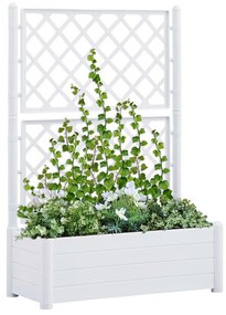 vidaXL Vaso/floreira de jardim com treliça 100x43x142 cm PP branco