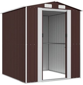 Abrigo de jardim 192x191x223 cm aço galvanizado castanho-escuro