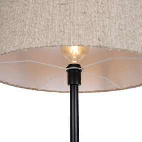 Candeeiro de Pé Moderno Preto com Abajur Bouclé Bege 50cm - Simplo