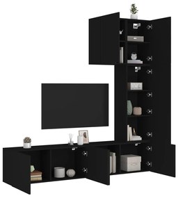 vidaXL 5 pcs móveis de parede p/ TV derivados de madeira preto