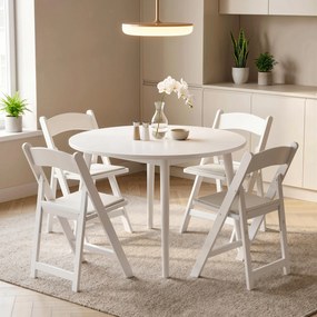 Conjunto de 4 cadeiras dobráveis em resina e PU (MESA NÃO INCLUIDA), cadeiras dobráveis portáteis para interior e exterior, 45 x 44 x 78 cm, branco