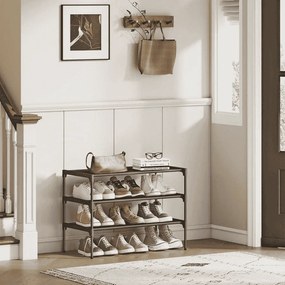 Sapateira com vários níveis 29,7 x 62,3 x 53,5 cm, economiza espaço para o corredor e a área de entrada Preto