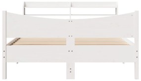 Estrutura de cama com cabeceira 160x200 cm pinho maciço branco